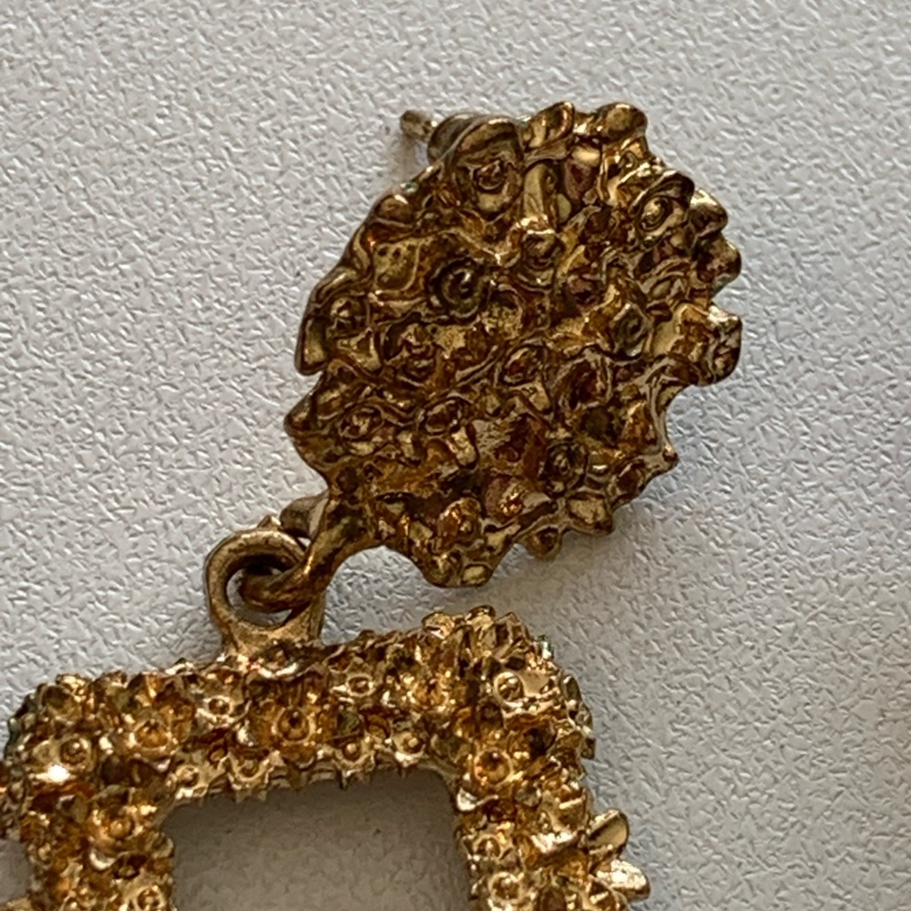 Large Gold Nugget Textured Statement Earrings Vin… - image 4